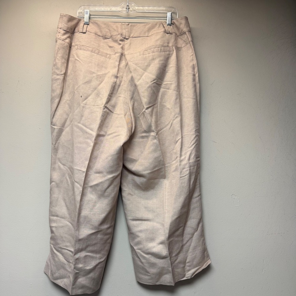Lane Bryant Crop Pants Womens 14 Beige Good Linen Blend Wide Leg 13774 - Picture 7 of 8